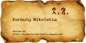 Korbuly Nikoletta névjegykártya